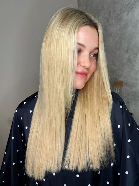 Close-up of perfectly applied tape extensions.